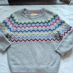 Boden Gray Knit Sweater with Red Accents